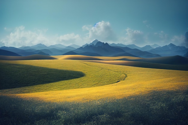 El bosque se refleja en las nubes azules del lago Hermosa vista de la naturaleza 3d render Ilustración de trama