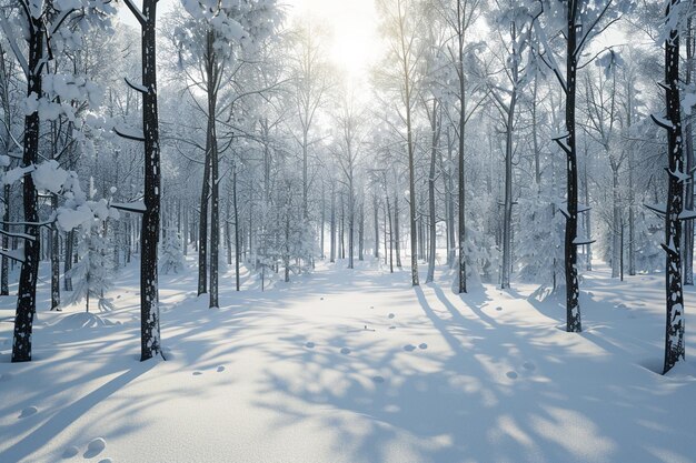 Un bosque sereno cubierto de nieve