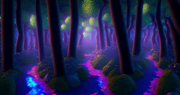 Bosque sombrío oscuro atmosférico (Pack de 100 ilustraciones) en 4K. Alta calidad