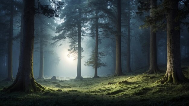 Un bosque bajo la suave luna