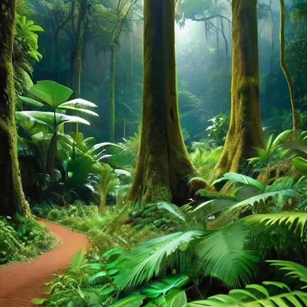 Bosque tropical verde exuberante para el fondo con generativo de IA