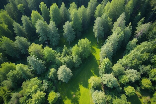 Bosque en verano desde la altura del avión no tripulado Seguridad ecológica ambiental Conservación