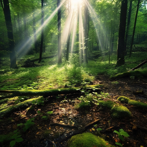 Bosque verde de árboles hermosos