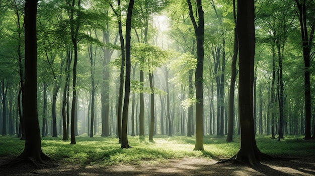 Bosque verde de árboles hermosos