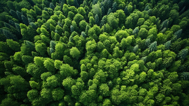 Un bosque verde con muchos árboles.