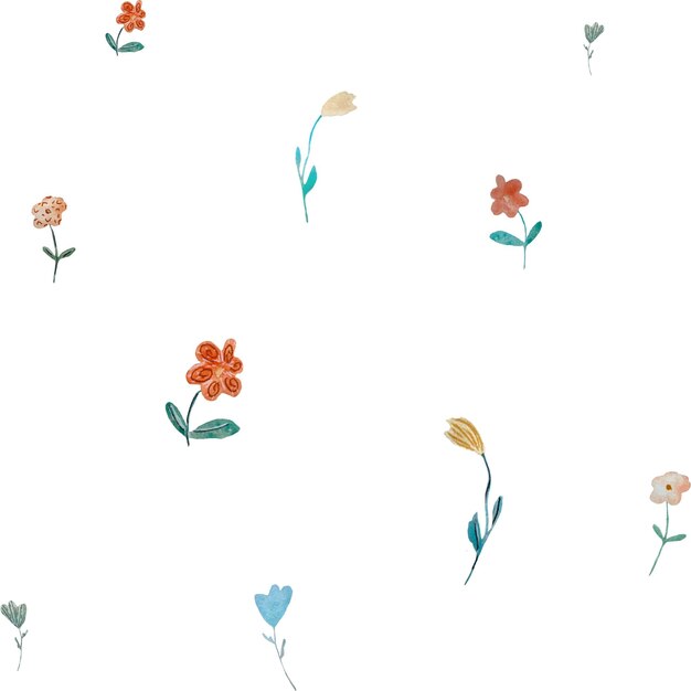 Bosquejo de flores patrón lindo cumpleaños floral. Una ilustración de acuarela. Textura dibujada a mano.