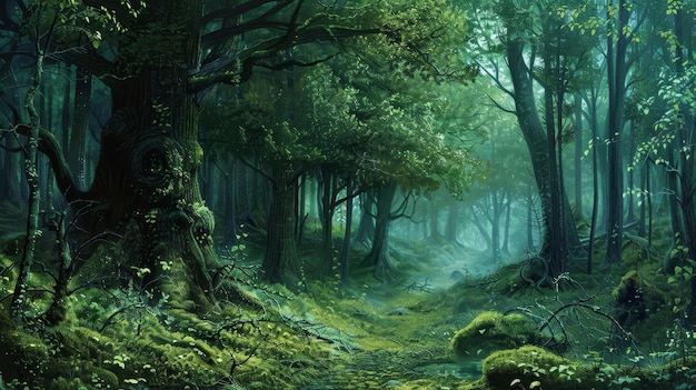 Bosques sagrados no fundo da floresta onde o véu entre os mundos é o papel de parede mais fino