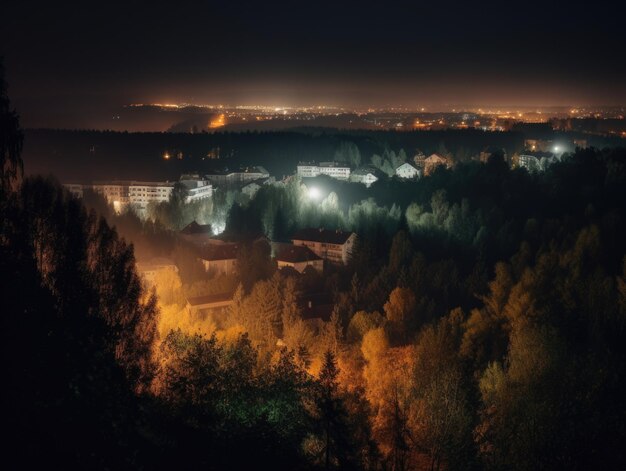 Bosques y suburbios por la noche