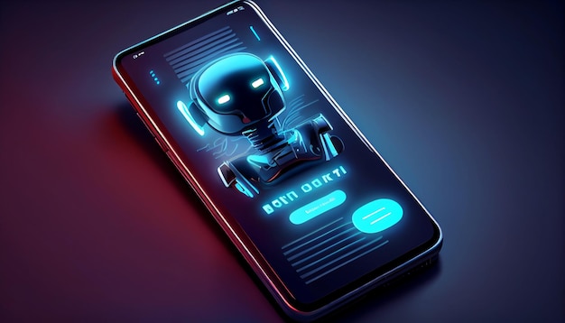 Bot de bate-papo AI no smartphone Resposta de robô de inteligência artificial Generative AI