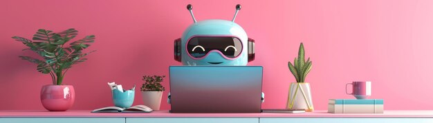 Bot digital que utiliza el portátil AI chatbot respuesta automática Sistema de inteligencia artificial