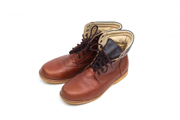 Bota masculina de couro marrom, moda calçados