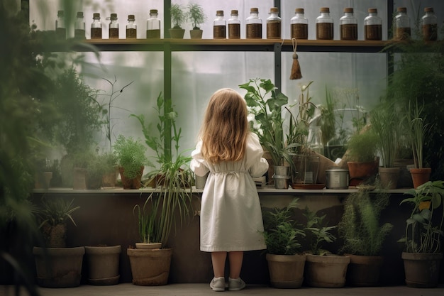 Botánico florista niño macetas Generar Ai