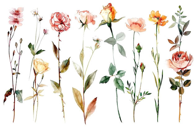 Botánico hermoso fondo de flores en acuarela