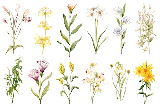 Botánico hermoso fondo de flores en acuarela