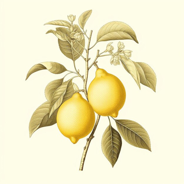 Botanische Abbildung Zitrone