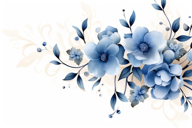 Botanische Eleganz Blaue abstrakte Blattillustration auf einer Hintergrundleinwand Generative KI
