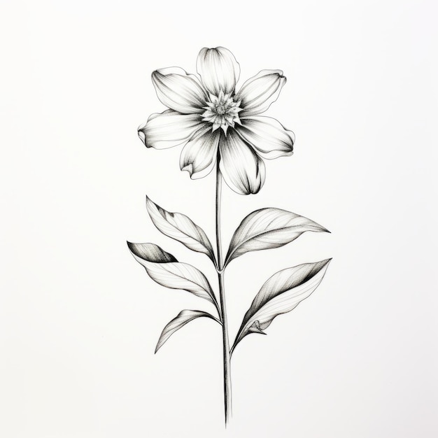 Foto botanische genauigkeit handgezeichnetes zinnia campanula poscharskyana tattoo-design