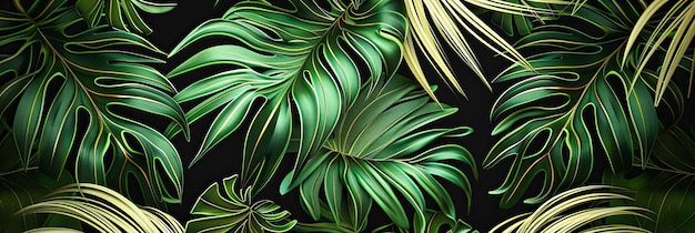 Botanische Harmonie Ein kompliziertes Muster grüner Blätter, das einen Wandteppich aus der Schönheit und Komplexität der Natur in einer tropischen Umgebung erzeugt