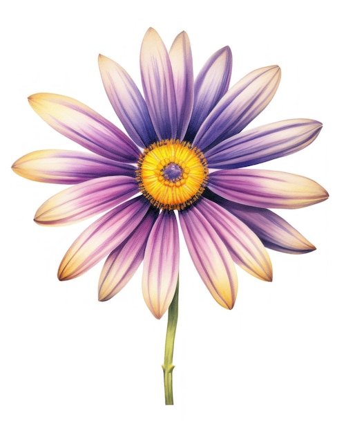 Botanische Illustration des afrikanischen Gänseblümchens Gazania