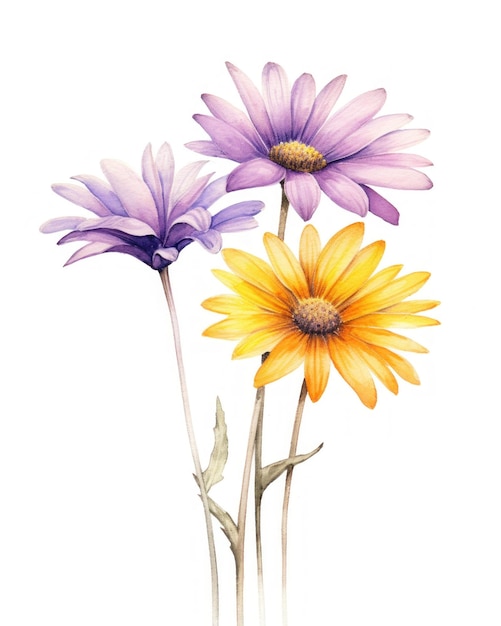 Botanische Illustration des afrikanischen Gänseblümchens Gazania