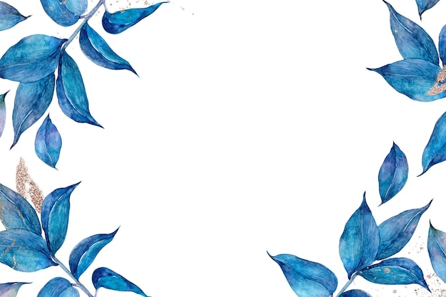 Botanische Illustration im blauen Blattrahmen von PNG