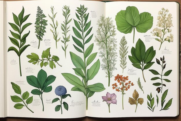 Foto botanische skizzenbuchseite