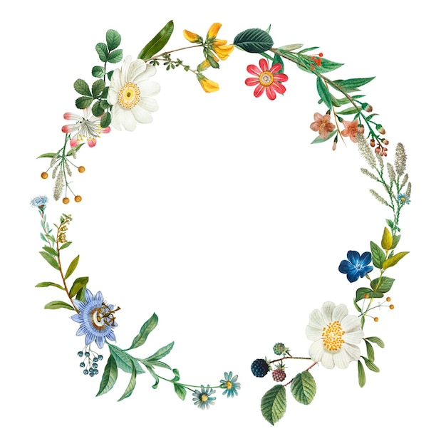 Botanischer Kranz png-Rahmen-Aufkleber mit handgezeichneter Illustration