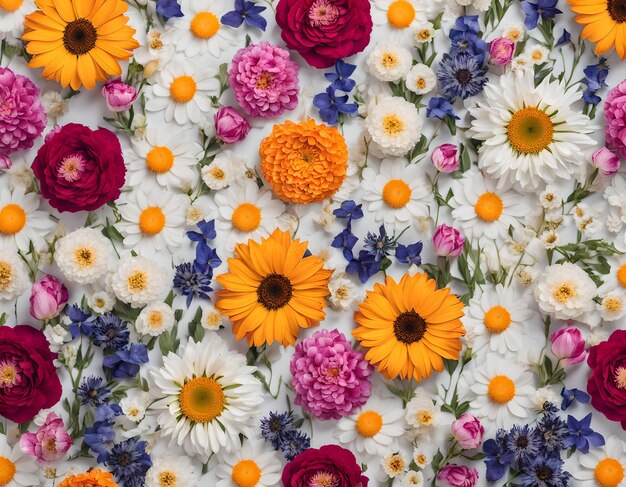 Botanisches Muster mit verschiedenen schönen Blumen