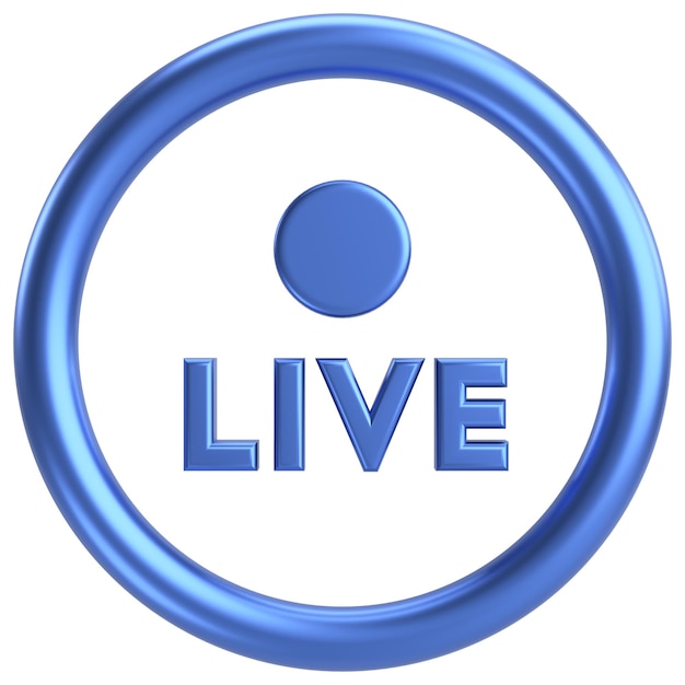 Botão ao vivo Ilustração 3D de transmissão ao vivo