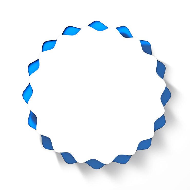 Foto botão de círculo de onda branca sobre um fundo azul. renderização 3d
