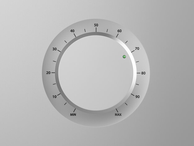 Foto botão de controle de volume de som metálico 3d ilustração