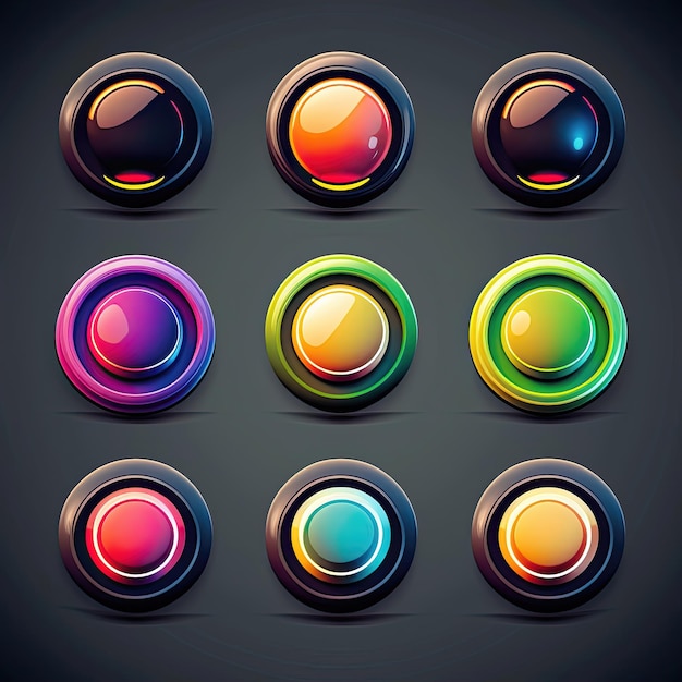 botão de jogo redondo gui ai gerado elemento modelo círculo jogo móvel colorido gui ilustração de botão de xogo redondo