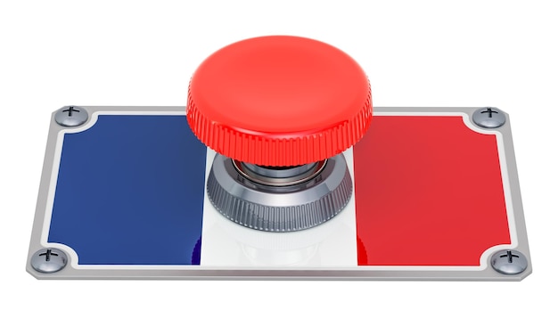 Botão de pressão com renderização em 3D da bandeira francesa