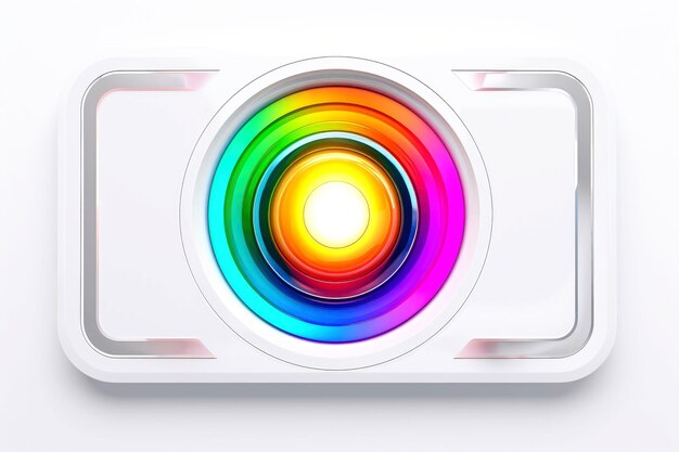 Botão multicolor de alta tecnologia abstrato em fundo branco IA generativa