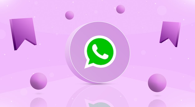 Botão redondo com bolas com o logotipo do WhatsApp e ícone de salvamento em 3D