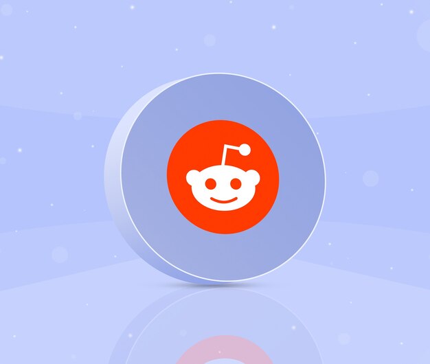 Botão redondo com ícone do logotipo reddit 3d