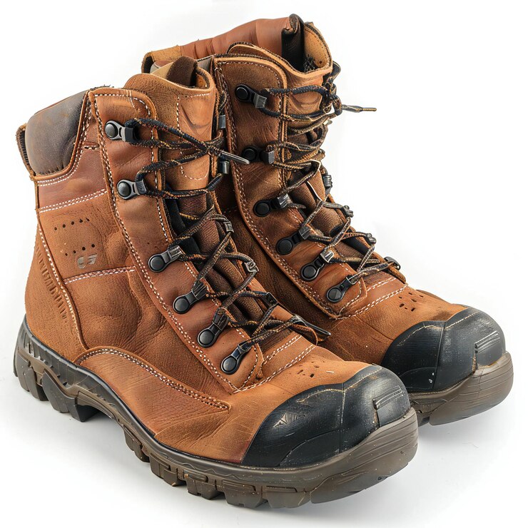 Botas de caza aisladas sobre un fondo blanco de alta calidad y alta resolución