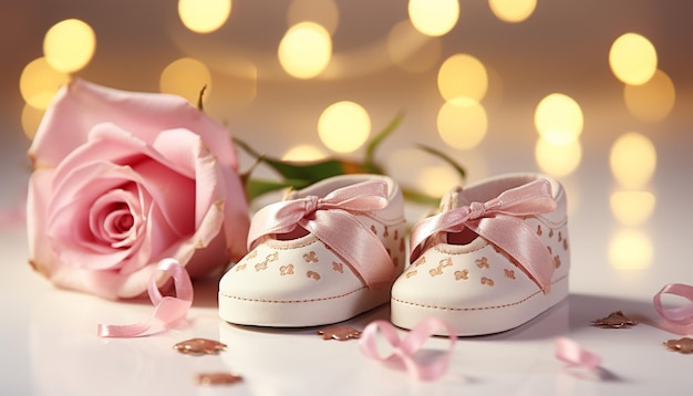 Botas de bebé bonitas em rosa um presente de amor gerado pela IA