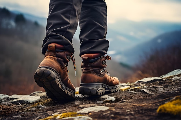 botas de caminhada nas montanhas IA generativa