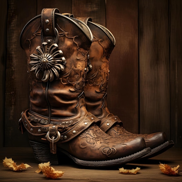 Foto botas de cowboy com esporas