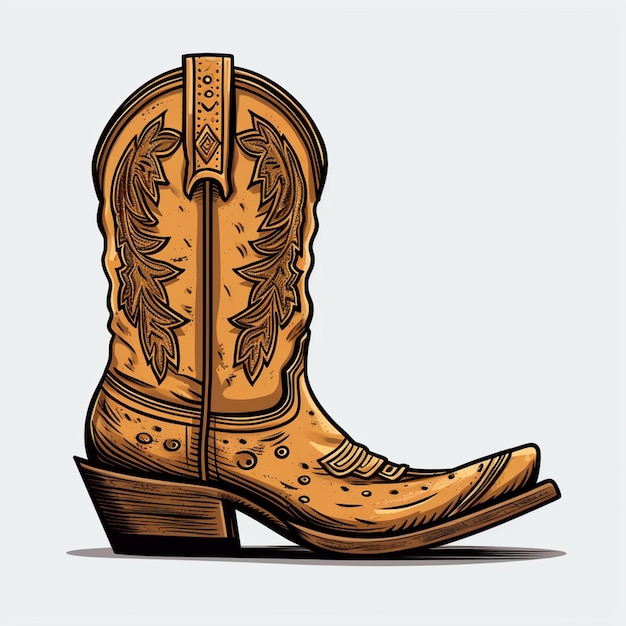 botas de cowboy com um calcanhar de madeira e um desenho na sola generativa ai