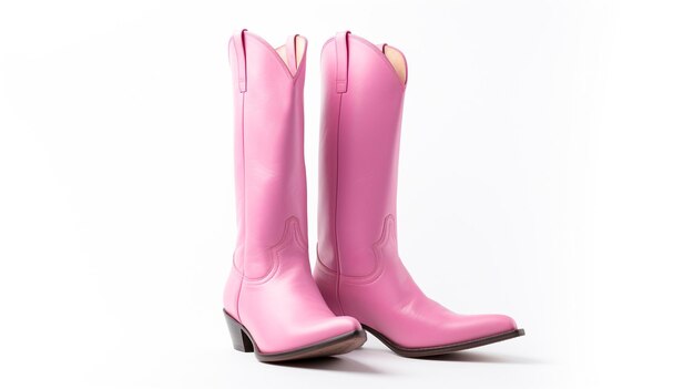 Foto botas de cowboy cor-de-rosa isoladas em fundo branco com espaço de cópia para publicidade