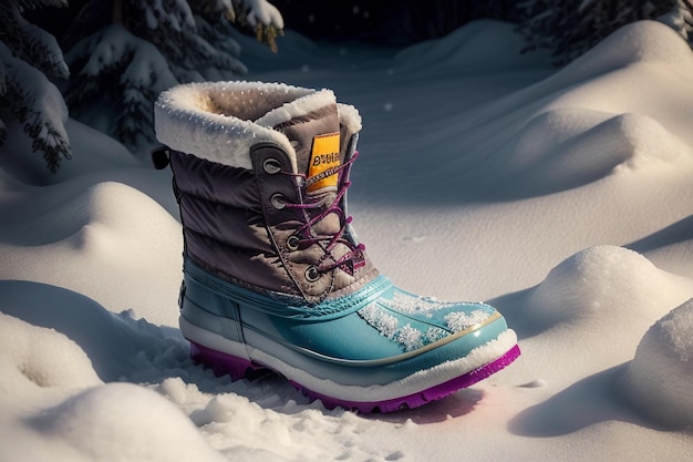 Botas de neve profunda em neve grossa no inverno frio sapatos bonitos para se aquecer