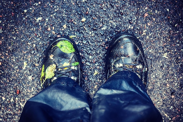 Botas de trekking molhadas