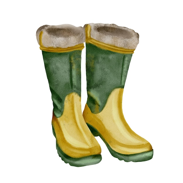 Botas impermeables en verde y amarillo vibrante perfectas para los días de lluvia
