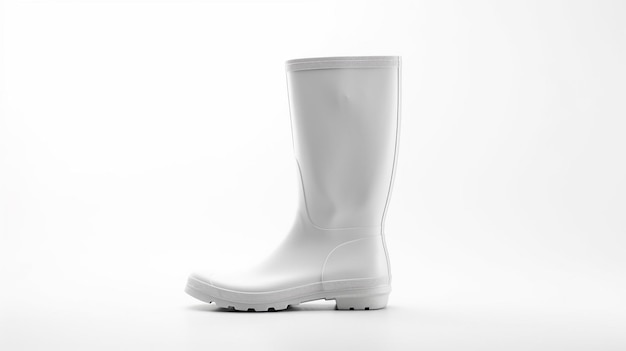 Botas de lluvia blancas aisladas sobre fondo blanco con espacio de copia para publicidad