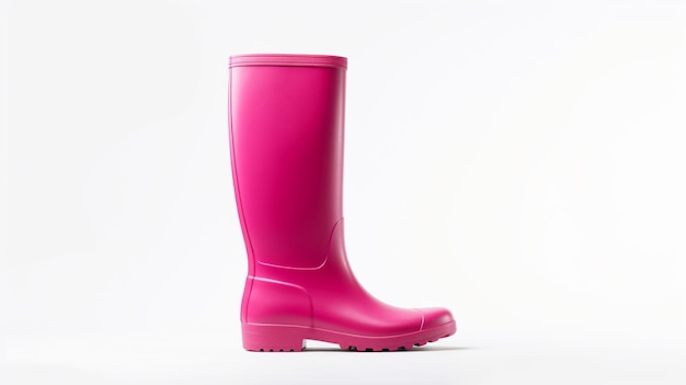 Botas de lluvia magenta aisladas sobre fondo blanco con espacio de copia para publicidad