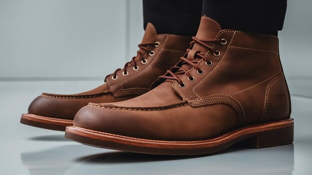 Foto botas marrones de moda para hombres con cuero nubuck aislado