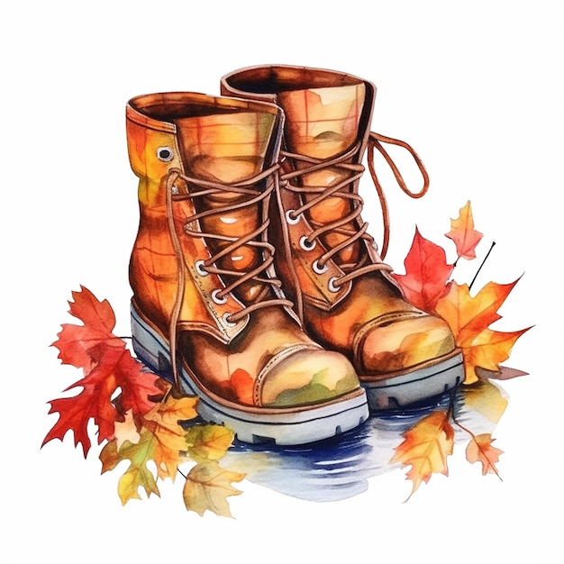 Las botas de otoño de acuarela Clipart