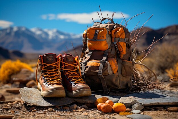 Foto botas en la roca